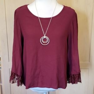 Eden Society brand long sleeve blouse with lace